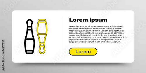 Line Bowling pin icon isolated on white background. Juggling clubs, circus skittles. Colorful outline concept. Vector