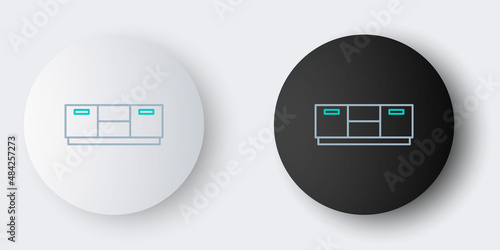 Line Furniture nightstand icon isolated on grey background. Colorful outline concept. Vector