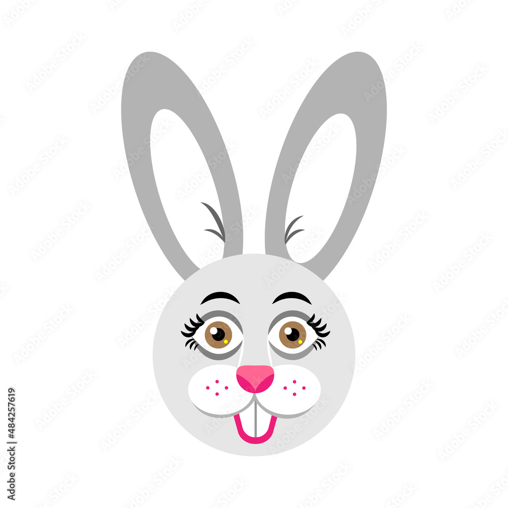 Grey Easter Bunny in cartoon style. Easter rabbit. Vector illustration Grey Easter Bunny in cartoon style. Easter rabbit. Vector illustration