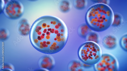 Fotografie Water (saliva) droplets containing viruses