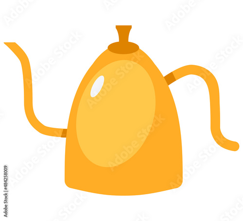 Orange kitchen teapot. Porcelain teapot for brewing tea on a white background.