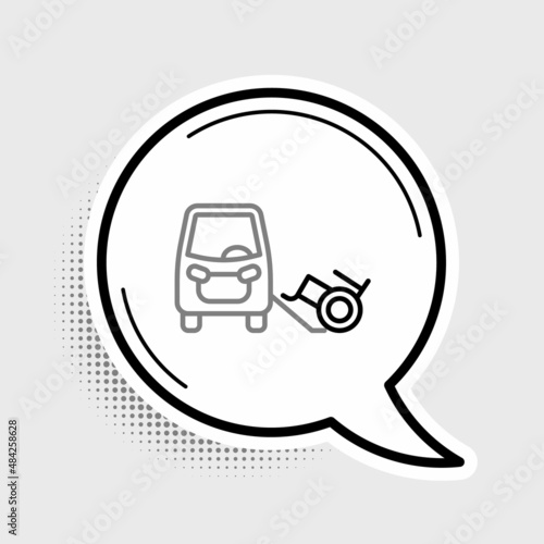 Line Disabled car icon isolated on grey background. Colorful outline concept. Vector