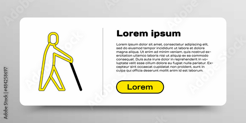 Line Blind human holding stick icon isolated on white background. Disabled human with blindness. Colorful outline concept. Vector