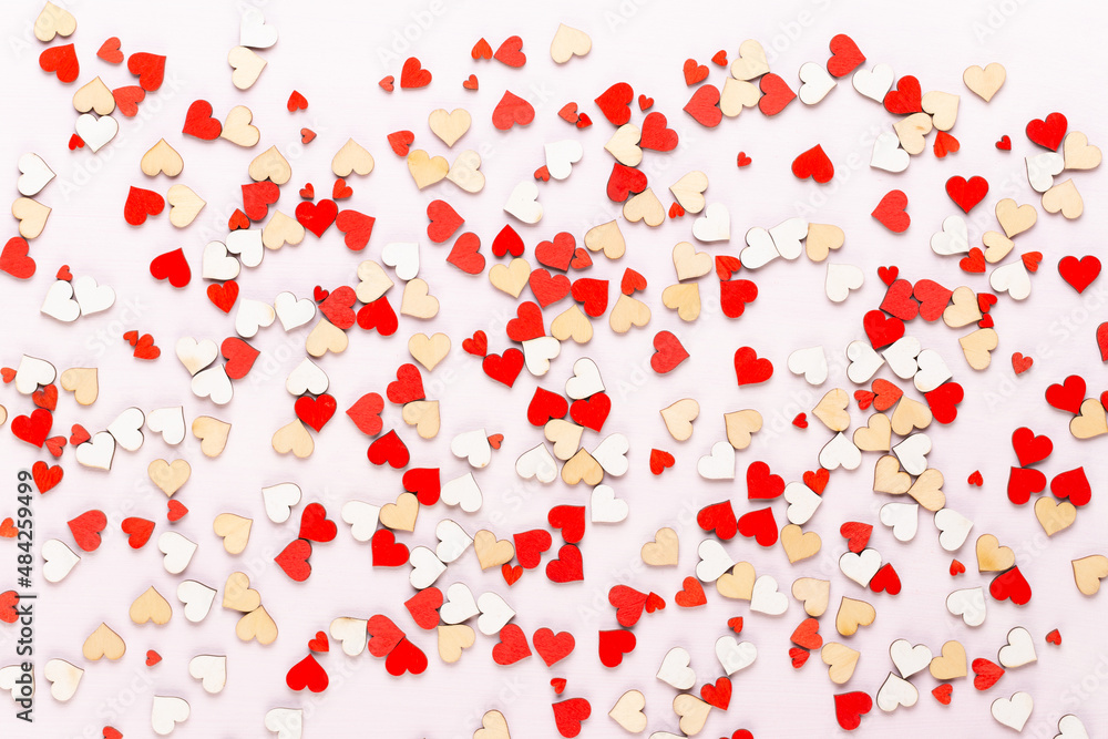 Happy Valentines day background. With small color hearts on gray background. Happy Valentines day background. With small color hearts on gray background.