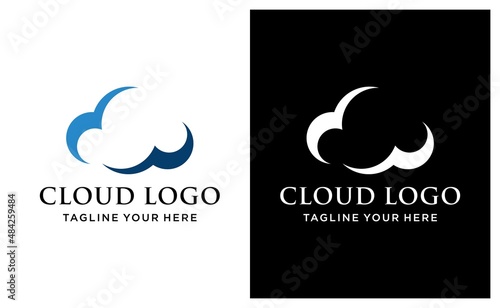 Cloud Logo vector design Template. on a black and white background.