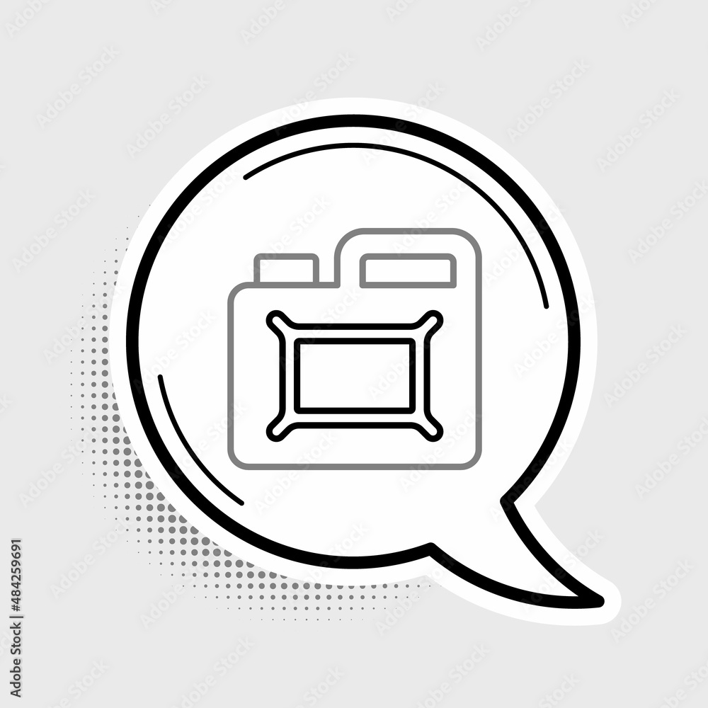 Line Canister for motor machine oil icon isolated on grey background. Oil gallon. Oil change service and repair. Engine oil sign. Colorful outline concept. Vector