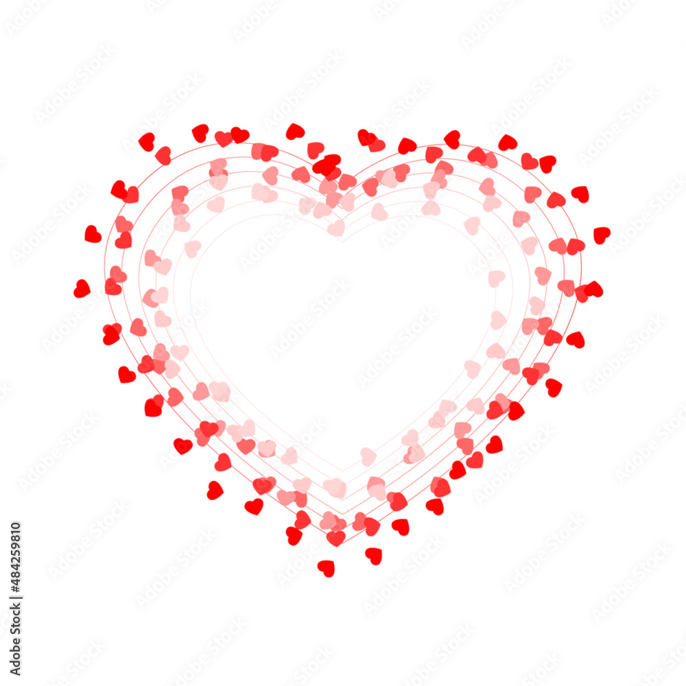 Romantic banner, heart shape on white background, Valentines Day simple card design, vector illustration.