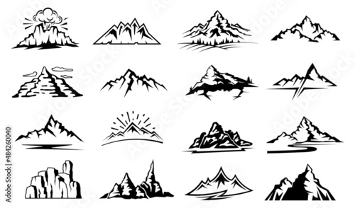 Mountains and nature landscape rocks silhouettes