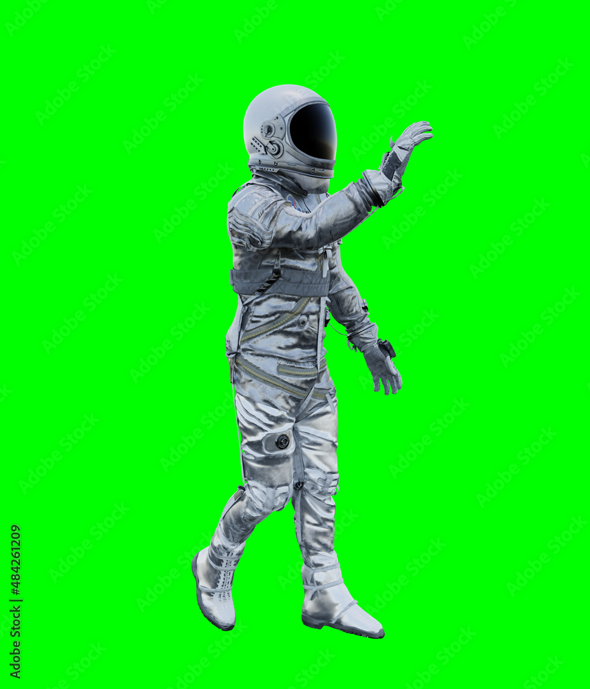 Astronaut isolated on green background perfect for photo compositing Astronaut isolated on green background perfect for photo compositing