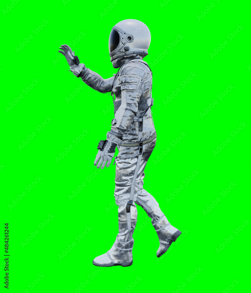 Astronaut isolated on green background perfect for photo compositing Astronaut isolated on green background perfect for photo compositing
