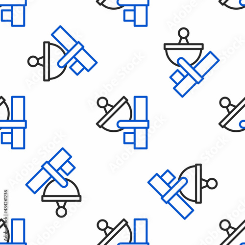 Line Radar icon isolated seamless pattern on white background. Search system. Satellite sign. Colorful outline concept. Vector