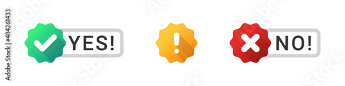 Check mark icons. The choice is yes or no. Approval or confirmation icons. Vector images