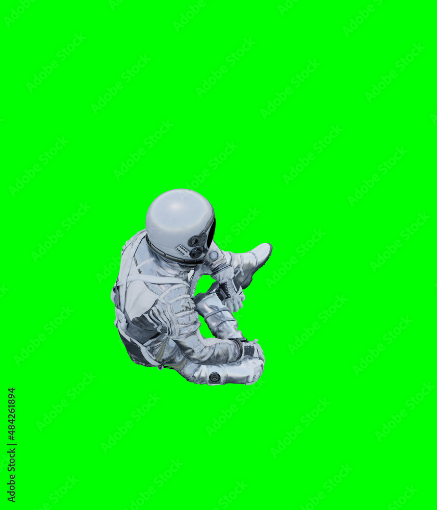 Astronaut isolated on green background perfect for photo compositing Astronaut isolated on green background perfect for photo compositing