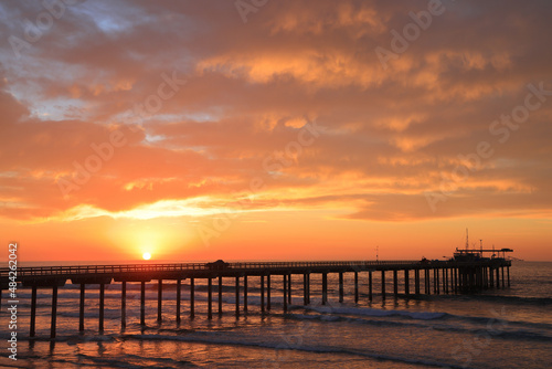 Beautiful sunset in Scripps Pier  San Diego