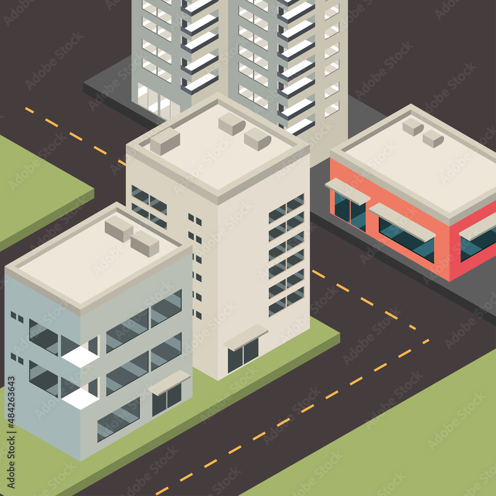 isometric cityscape street