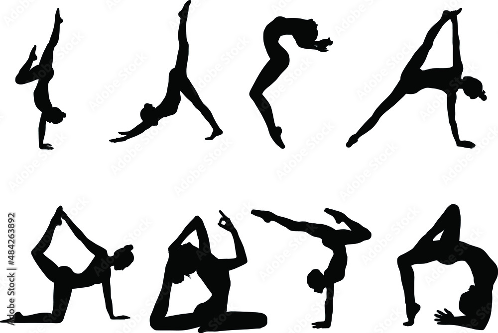 Black female silhouette in a sports pose. Yoga, fitness, sports. Black female silhouette in a sports pose. Yoga, fitness, sports.