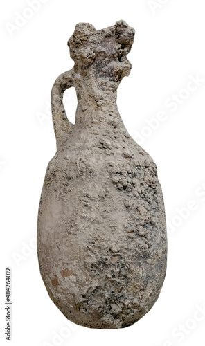 Ancient greek amphora on white isolated