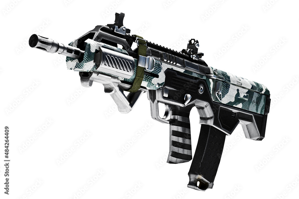 3d model automatic rifle with a collimator sight and silencer 3d model automatic rifle with a collimator sight and silencer