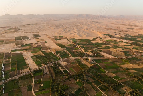 Elevated View of Farmland and Desert- Egypt
