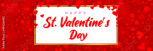 Valentine's day card design in red with different hearts as background