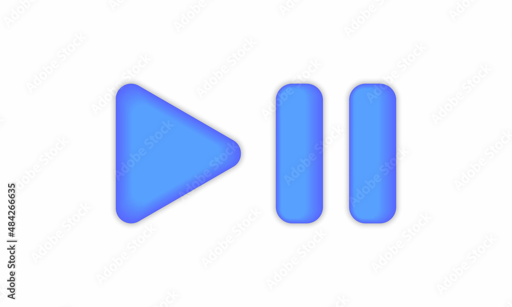 Icon play, pause button 3d vector illustration Icon play, pause button 3d vector illustration
