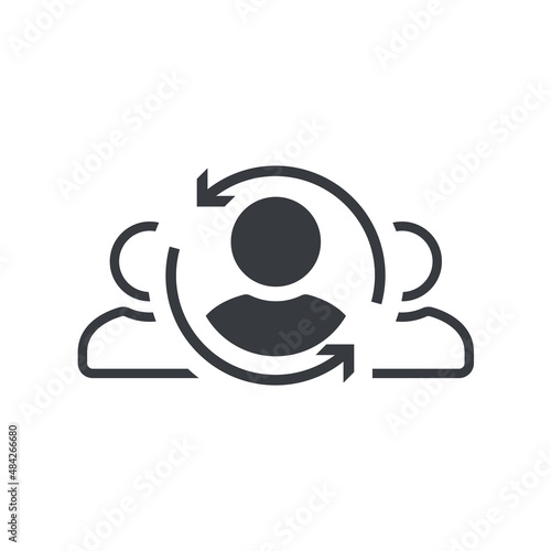 Customer icon. Customer Retention, Returning Clients Vector Icon. Human resource management. Return sign. Managed care. Customer relationship management. Employee Practice. CRM