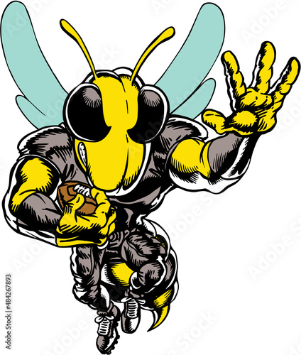 Bee Football Mascot Vector Illustration