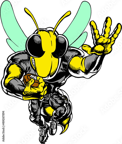 Bee Football Mascot Vector Illustration