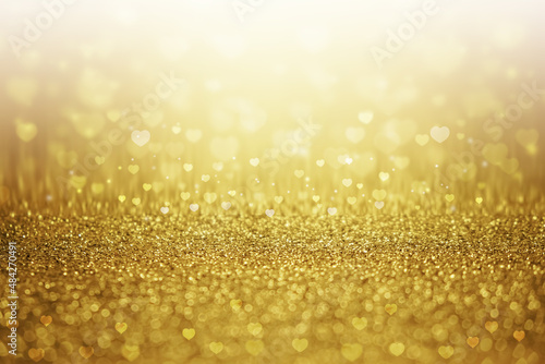 gold abstract background with heart shape texture for valentine and Christmas.