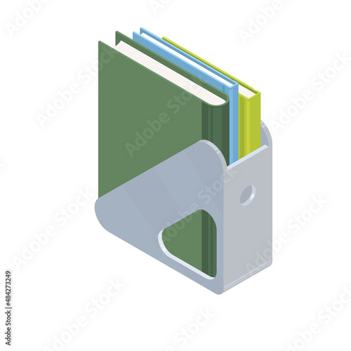Books and Magazine Racks with books. Desktop Accessories.