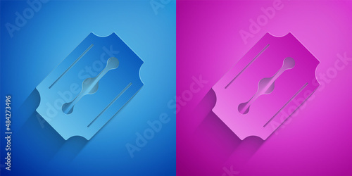 Paper cut Blade razor icon isolated on blue and purple background. Paper art style. Vector