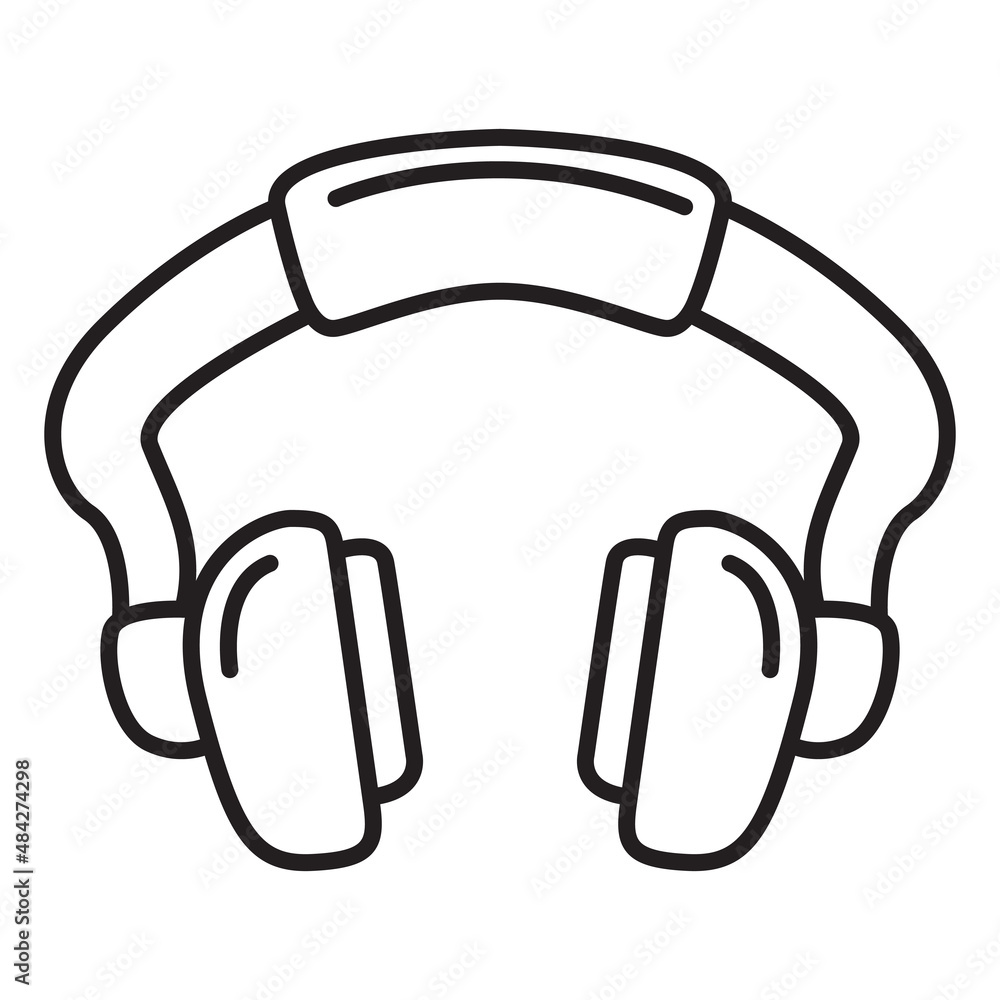 Wireless headphone outline icon. Music sound device thin line.Isolated on white background. Line art vector illustration. Wireless headphone outline icon. Music sound device thin line.Isolated on white background. Line art vector illustration.