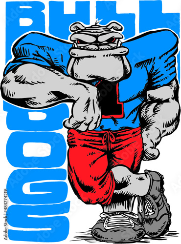 Bulldog Mascot Standing Vector Illustration