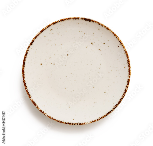 Canvas Print Empty round dinner plate isolated on a white background