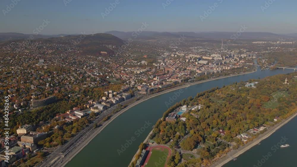 Aerial of Margaret Island and the Buda Hills of Budapest Aerial of Margaret Island and the Buda Hills of Budapest