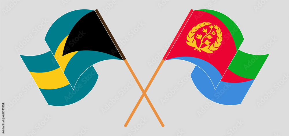Crossed and waving flags of the Bahamas and Eritrea Crossed and waving flags of the Bahamas and Eritrea