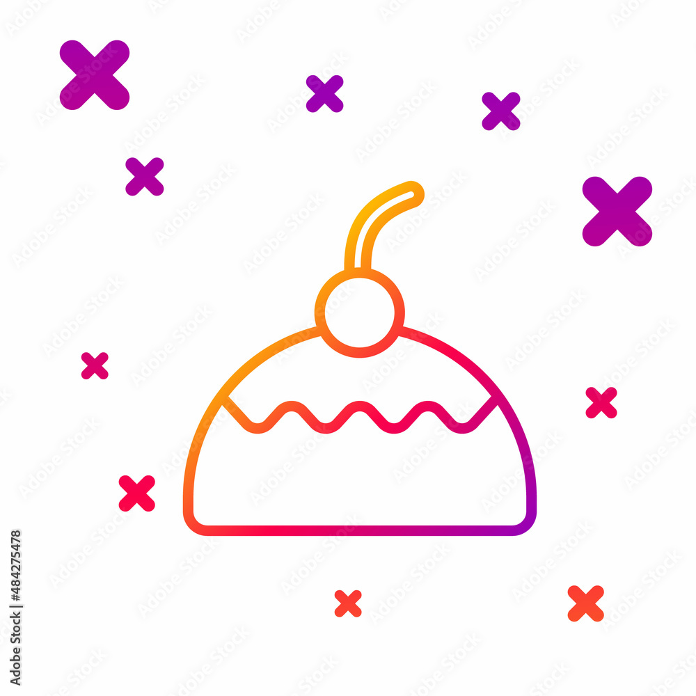 Color line Cake icon isolated on white background. Happy Birthday. Gradient random dynamic shapes. Vector Color line Cake icon isolated on white background. Happy Birthday. Gradient random dynamic shapes. Vector