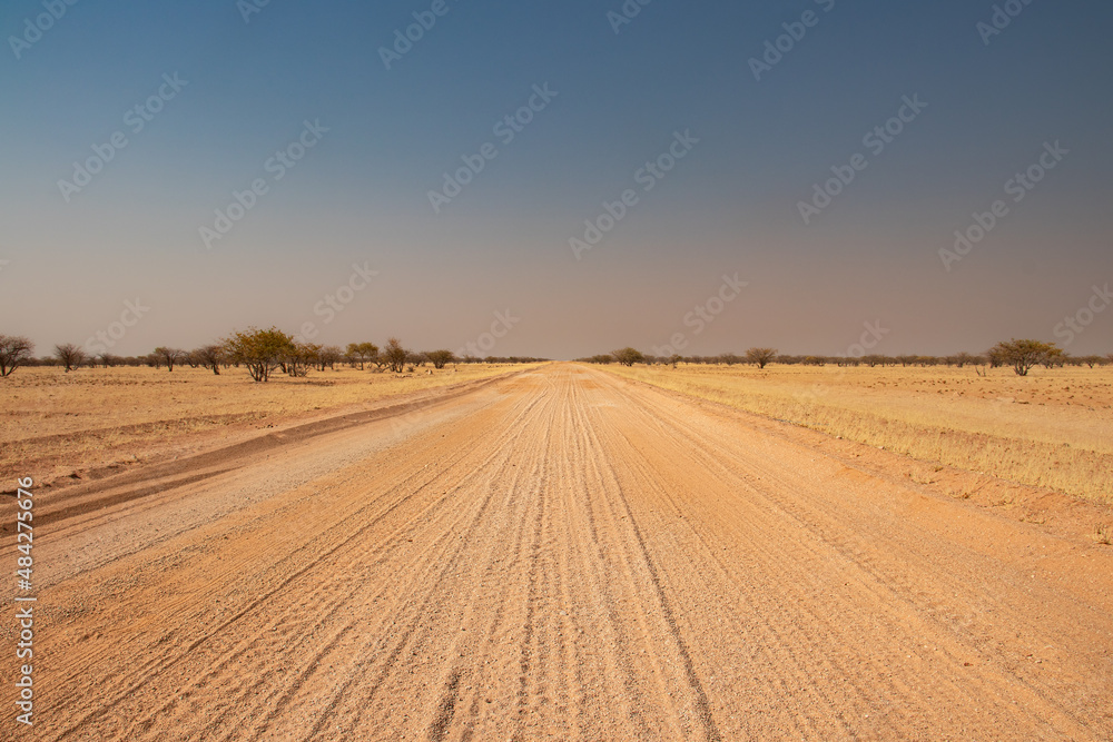 Roadtrip in Damaraland, Namibia. Close up of a washboard gravel road in
