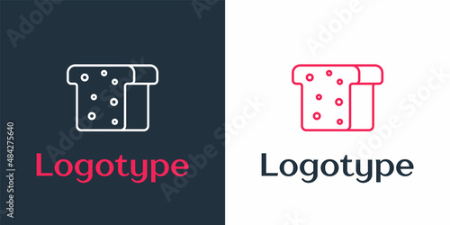 Logotype line Bread toast for sandwich piece of roasted crouton icon isolated on white background. Lunch, dinner, breakfast snack. Logo design template element. Vector