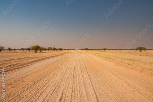 Roadtrip in Damaraland, Namibia. Close up of a washboard gravel road in Namibia