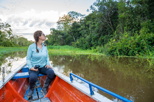 Canoe trip on the Gamboa river . At the community of Gamboa next to the amazon river, peru