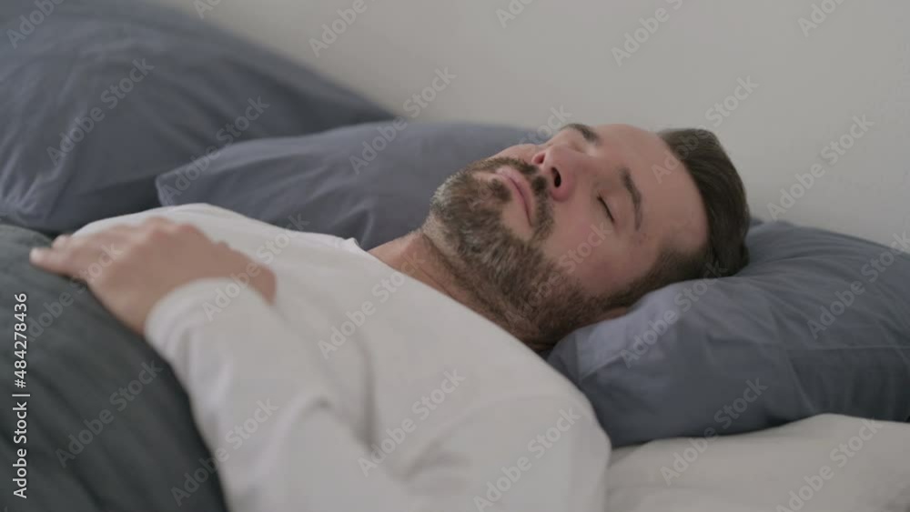 Man Sleeping in Bed Peacefully Man Sleeping in Bed Peacefully