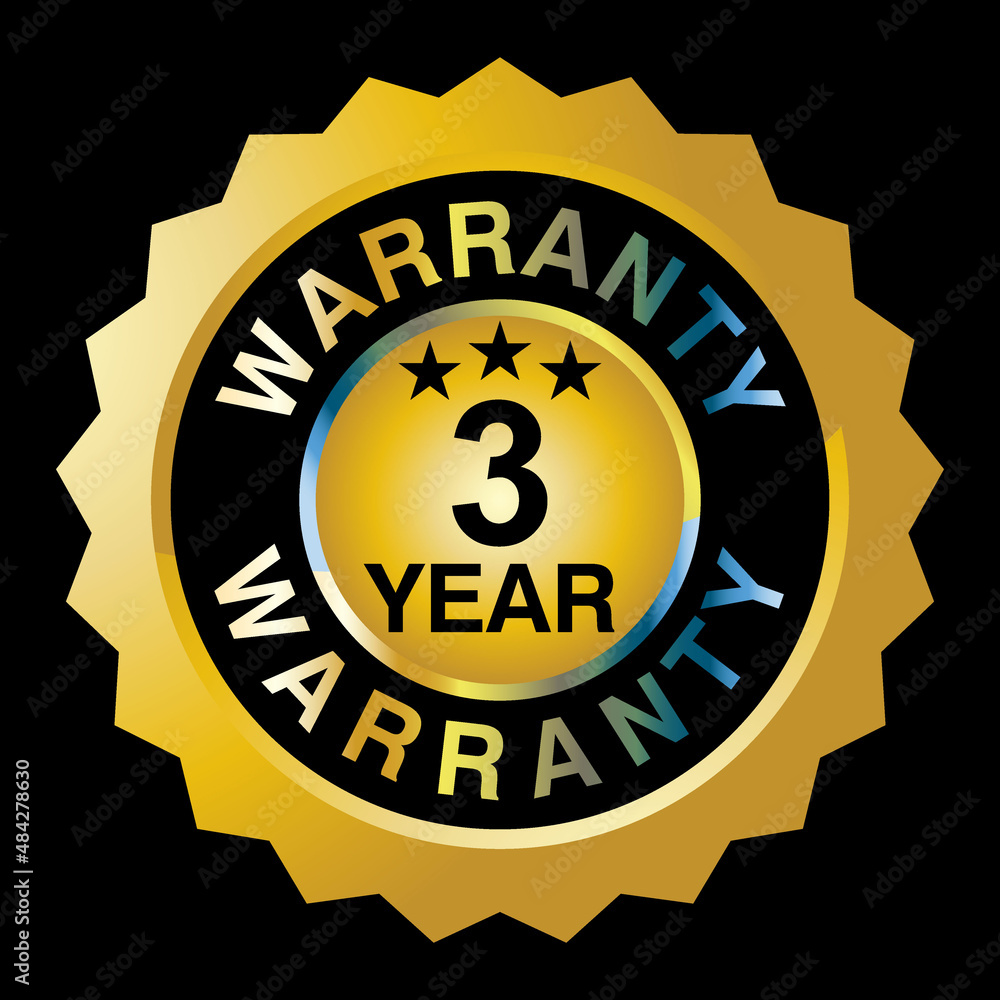 Naklejka premium Waranty, 3 year, sticker and label vector