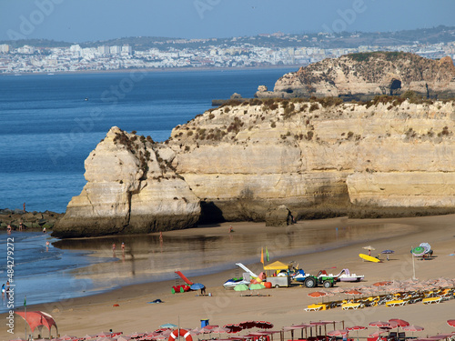 A section of the idyllic Praia de Rocha beach on the Algarve region. photo