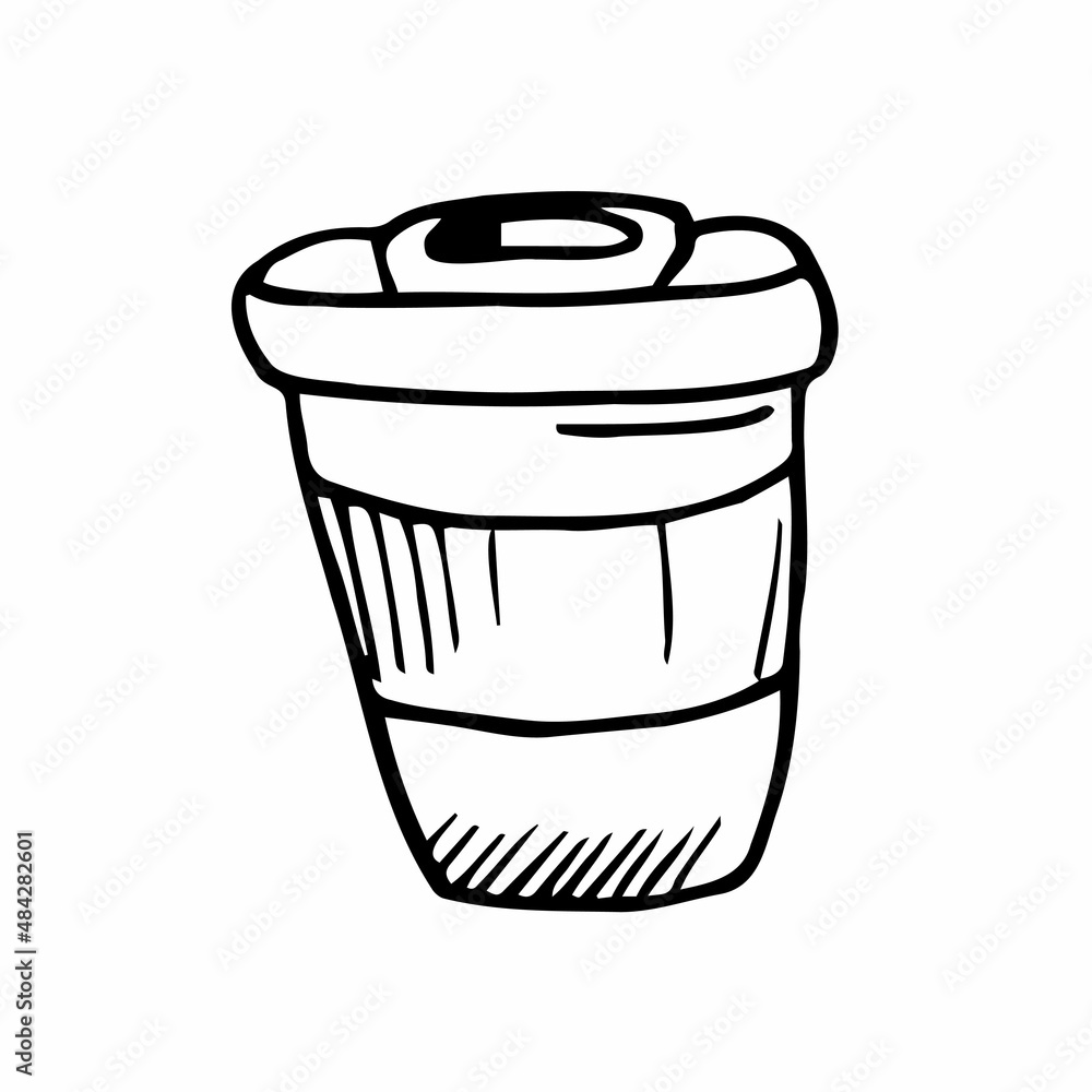 doodle icon. take away coffee cup. vector illustration