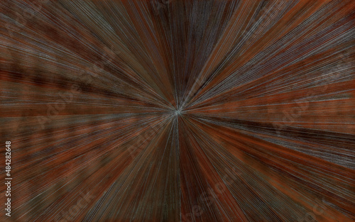 Dark brown straw marquetry in starburst pattern isolated