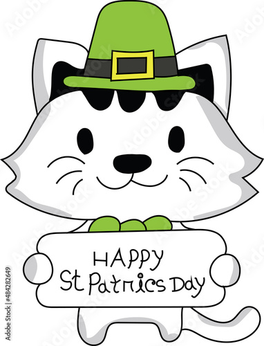 Saint Patrick Cat illustration 