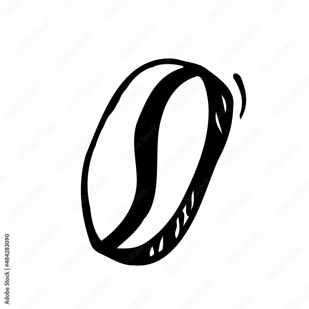 Handrawn vector Coffee bean on White Isolated background in doodle style Handrawn vector Coffee bean on White Isolated background in doodle style