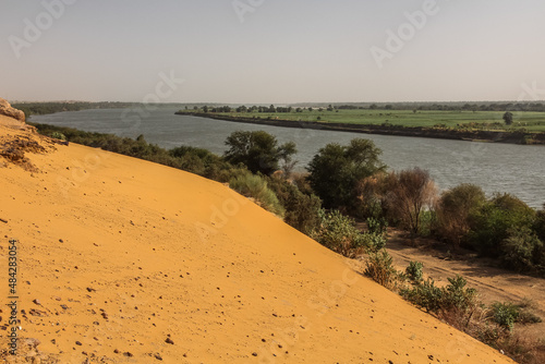 View of Nile river near Old Dongola deserted town, Sudan photo