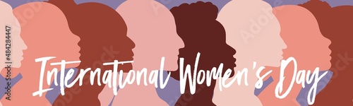 banner international women's day, profile of women of different nationalities